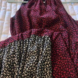 Michael Kors Red and Black Floral Maxi Dress